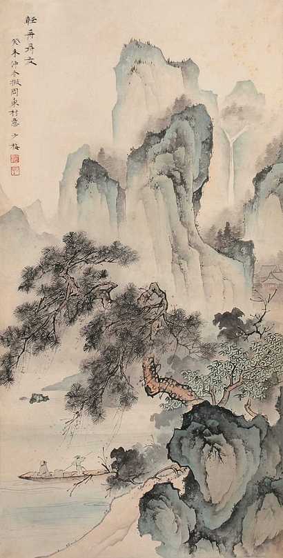 陈少梅 轻舟寻友图 立轴
